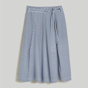 Madewell Poplin Flared Midi Skirt in Stripe